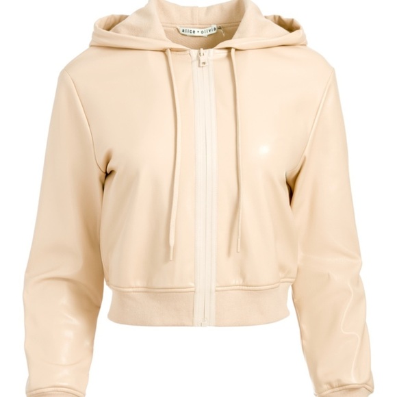 Alice + Olivia Janae Vegan Leather Jacket in Almond Size Medium - Picture 1 of 9